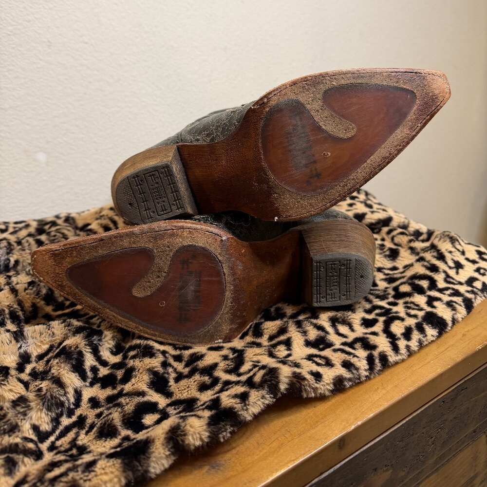 COWBOY BOOTS BLACK LTHR W/LIZARD INLAY 8.5 CORRAL POINTED WESTERN countrycore - Picture 9 of 15